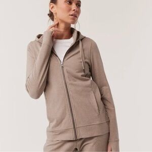 Pact Women's organic cotton Rec Beige Zip-Up Hoodie medium
